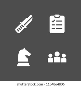 choice icon. 4 choice set with checklist, question, miscellaneous and chess vector icons for web and mobile app