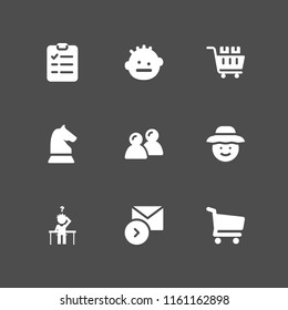 choice icon. 9 choice set with cart, chess, checklist and pair vector icons for web and mobile app