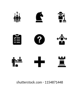 choice icon. 9 choice set with check in, human group with questions and doubts, decision making and cross mark vector icons for web and mobile app