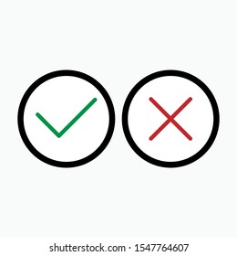 Choice Icon. Check Mark and Cross Mark. Yes or No  Symbol for Design Elements, Websites, Presentation and Application - Vector. 