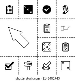 Choice icon. collection of 13 choice filled and outline icons such as clipboard, tick, dice, checklist, direction, pointing. editable choice icons for web and mobile.