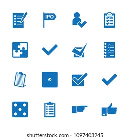 Choice icon. collection of 16 choice filled icons such as dice, clipboard, add user, puzzle, direction, tick, checklist, pointing. editable choice icons for web and mobile.