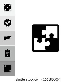 Choice icon. collection of 6 choice filled icons such as tick, puzzle, dice, pointing. editable choice icons for web and mobile.