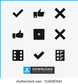 Choice icon. collection of 9 choice filled icons such as dice, thumb up, cancel, checklist. editable choice icons for web and mobile.