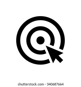 Choice Icon. Cursor In The Center Of Dart Target. Isolated On White Background. Vector Illustration