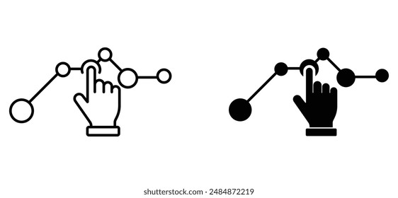 Auswahlsymbol in unterschiedlicher Vektorillustration. Zwei farbige und schwarze Auswahlvektorsymbole, die in den Formaten Füllung, Umriss, Linie und Kontur entworfen wurden, können für Web, Mobilgeräte verwendet werden