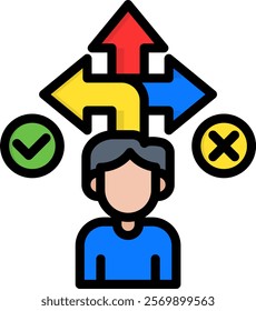 Choice Icon Lineal Color Vector Illustration