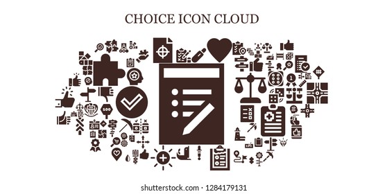  choice icon set. 93 filled choice icons. Simple modern icons about  - List, Test, Puzzle, Printing test, Pregnancy test, Like, Color picker, Clipboard, Seal, Balance, Thumbs up