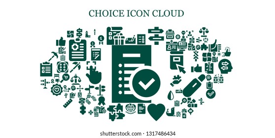 choice icon set. 93 filled choice icons.  Collection Of - Tasks, Autograph, Direction, List, Direction sign, Exam, Like, Nice, Puzzle, Signpost, Pick, Split point, Color picker