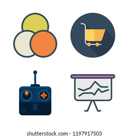 choice icon set. vector set about remote control, comparative, color palette and carts icons set.