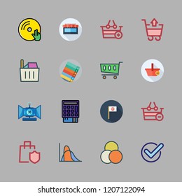 choice icon set. vector set about remote control, checked, comparative and shopping cart icons set.