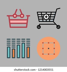 choice icon set. vector set about shopping basket, sound bars, shopping cart and select icons set.