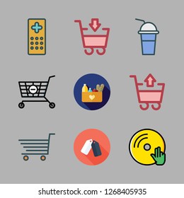 choice icon set. vector set about seasoning icon, remote control, shopping cart and supermarket icons set.