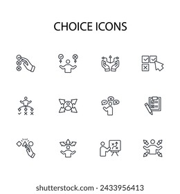 Conjunto de iconos de elección.vector.Trazo editable.signo de estilo lineal para el uso de diseño web,logo.Ilustración de símbolo.