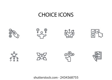 Auswahlsymbol set.vector.Editable stroke.linear style sign zur Verwendung als Webdesign, logo.Symbol Illustration.