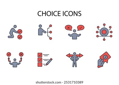 Conjunto de iconos de elección. Vector. Trazo editable. Signo de estilo lineal para uso Diseño web, logotipo. Ilustración de símbolo.