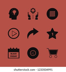 choice icon. choice vector icons set right arrow, technology progress, black friday calendar and shopping cart