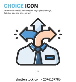 Choice icon vector with outline color style isolated on white background. Vector illustration selection, option sign symbol icon concept for business, finance, industry, company, apps, web and project
