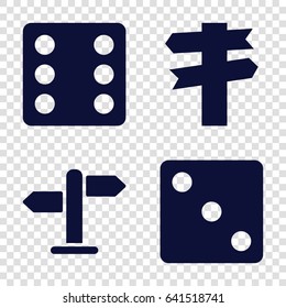 Choice icons set. set of 4 choice filled icons such as dice