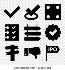 Choice icons set. set of 9 choice filled icons such as direction   isolated, dice, dislike, checklist, direction