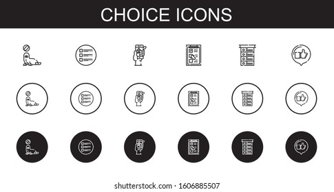 choice icons set. Collection of choice with seal, list, check in, checklist, like. Editable and scalable choice icons.