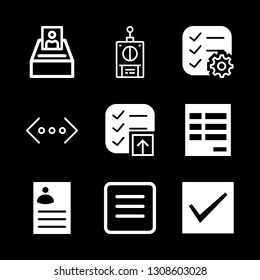 choice icons set with curriculum, checkbox and menu square button vector set