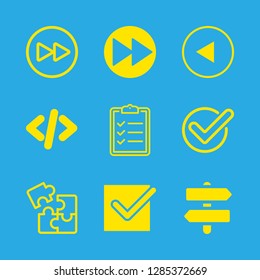 choice icons set with fast forward, restart and four pieces puzzle vector set