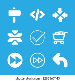 choice icons set with shopping cart, four arrows and turning left arrow vector set
