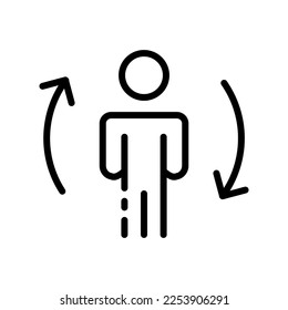 Symbol der Auswahlzeile. Ersatz, Pfeil, Kandidat, Charakter, Kreativität, Team, Gedanken, Elektrizität, Theorie, Vermutung, Verständnis. Denkkonzept. Vektorschwarze Linie Symbol auf weißem Hintergrund