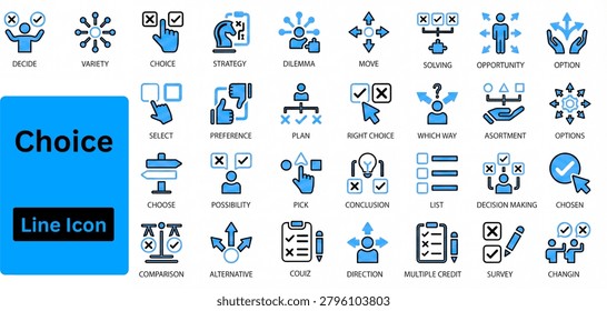 Choice line icon set on white background 