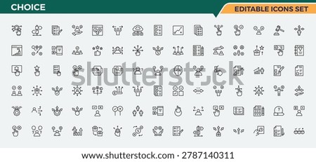 Choice line icon set. Sign and Symbol. Featuring mark, election, select, choose, direction, decide. Editable stroke vector art. Select icon set in linear style. Foto d'archivio © 