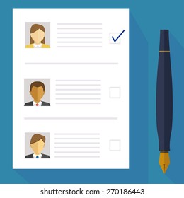 choice / pen and sheet / vector / illustration 