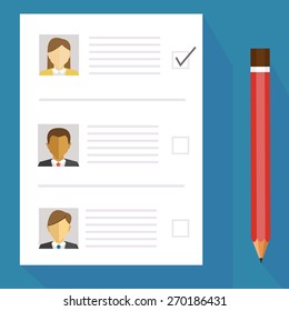 choice / pencil and sheet / vector / illustration 