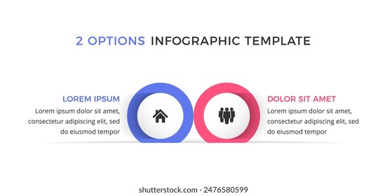 Choice process infographic template with 2 options, vector eps10 illustration