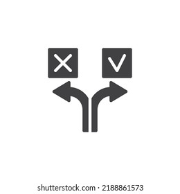 Choice process vector icon. filled flat sign for mobile concept and web design. Decision making glyph icon. Symbol, logo illustration. Vector graphics