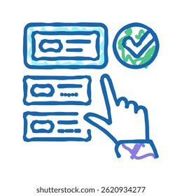 opção qualidade doodle ícone esboço vetor. escolha sinal de qualidade. símbolo isolado ilustração