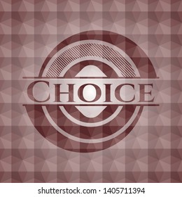 Choice red badge with geometric pattern background. Seamless.