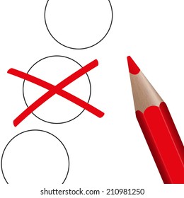 Choice - red pen with cross