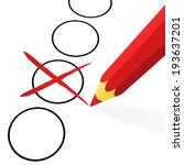 Choice: red pencil with cross - vector illustration