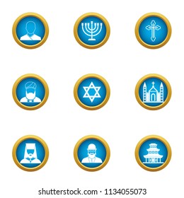 Choice of religion icons set. Flat set of 9 choice of religion vector icons for web isolated on white background