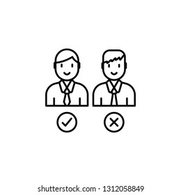 choice, talk, wrong, right icon. Element of Human resources for mobile concept and web apps illustration. Thin line icon for website design and development, app development