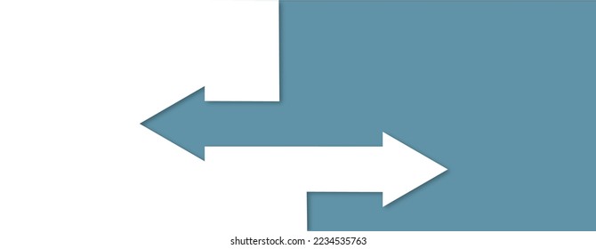 choice with two arrows, blue and white vector concep. Flat illustration.