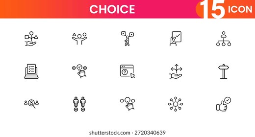 Opción UI icono conjunto de opciones de selección de decisión lista de verificación voto Vector plano diseño de interfaz moderno
