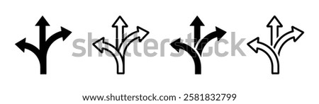 Choice vector icon designs set. Alternate Route line and filled flat icons. Alternate Route signs