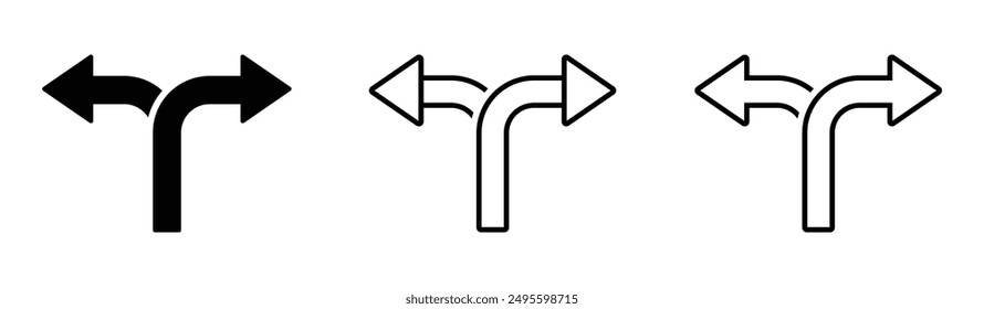 Choice vector icons. Alternate Route line and filled Symbols