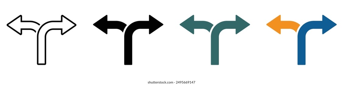 Auswahl der Vektorsymbole. Alternative Routenlinie und gefüllte Symbole