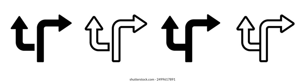 Choice vector icons set. Alternate Route line and filled flat Symbols set