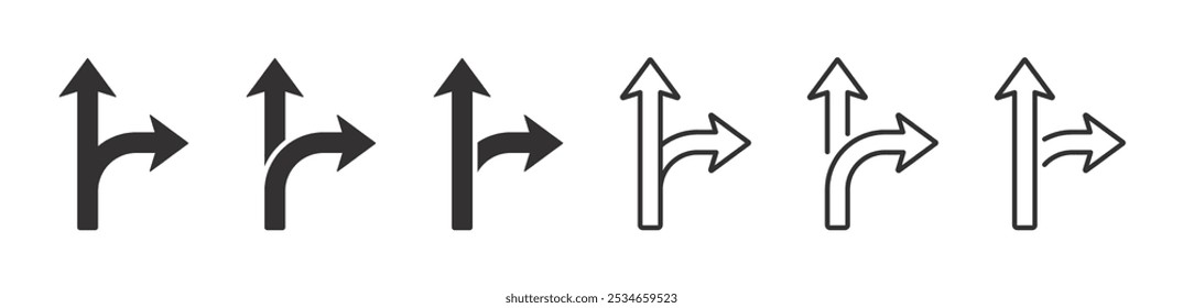 Choice vector icons set. Alternate Route line and filled flat designs. Choice icon.  Alternate Route line and filled icon