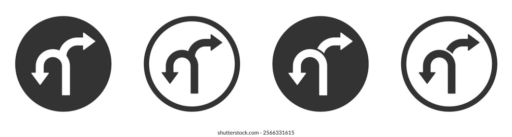 Choice vector icons set. Alternate Route line and filled vector Symbols set