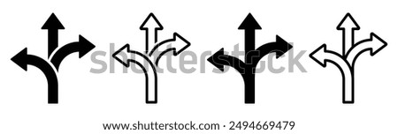 Choice vector icons set. Alternate Route line and filled flat designs